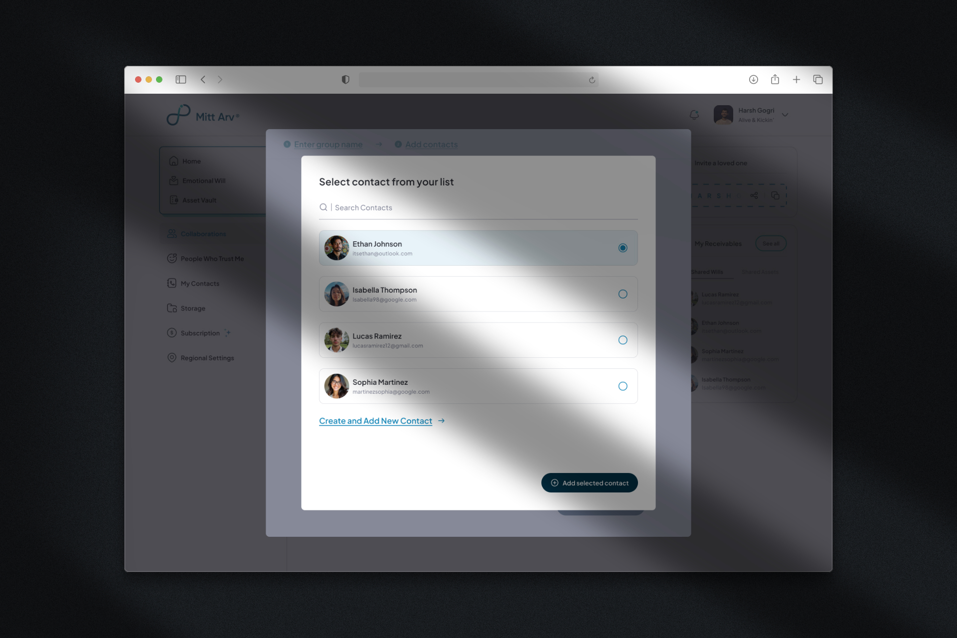 Group Creation — Add Contacts Step